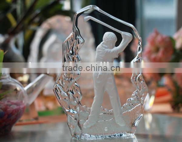 Clear Crystal 3D Laser Engraving For Glof crystal iceberg