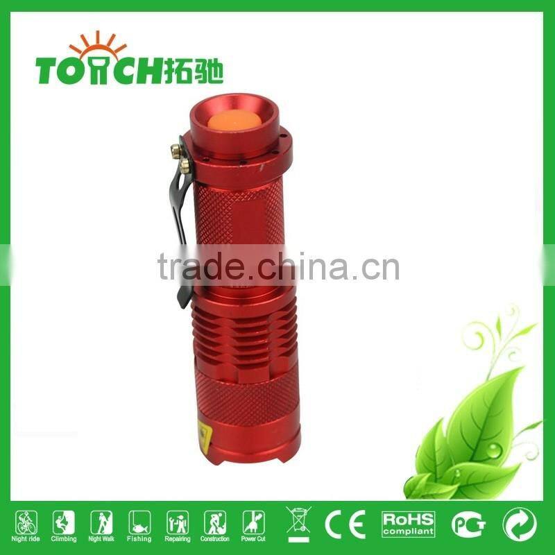 mini pocket red flashlight super waterproof for 14500 bettery or 3*AAA battery emergency flahslight for outside hiking lamp