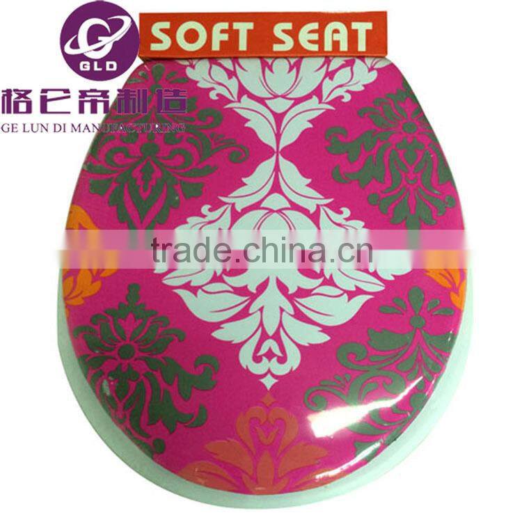 GLD Factory Adult printing pvc soft toilet seat cover with padding