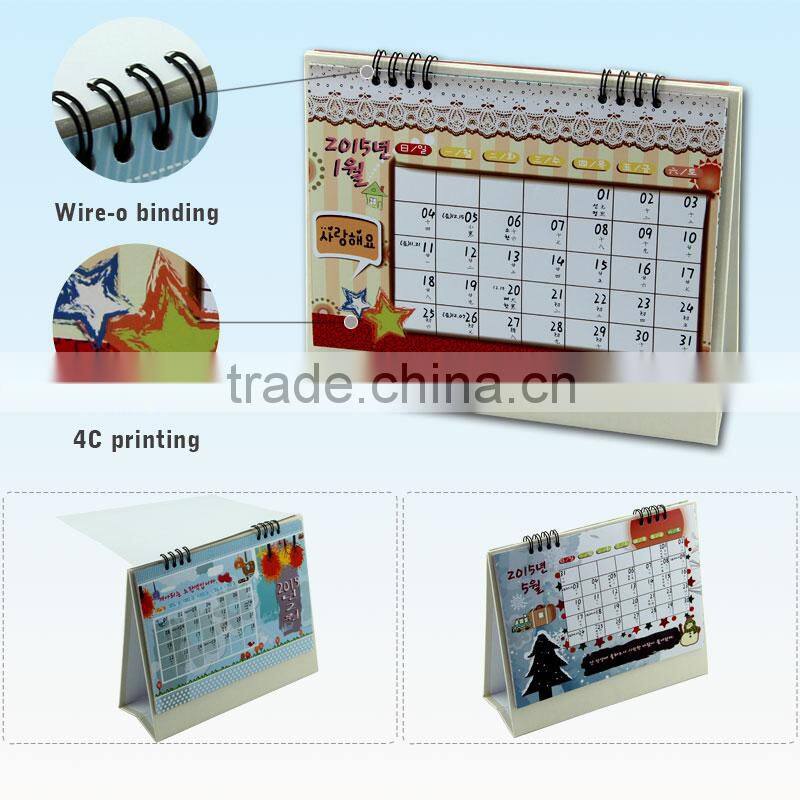 Offset printing 2016 New design spiral binding paper custom table calendar wholesale
