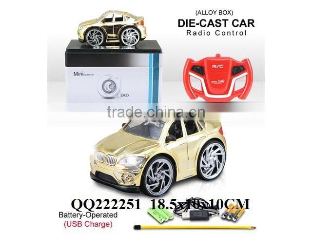 1:28 4 Function R/C plated metal car with light & batteries & USB charger,toys car for kids
