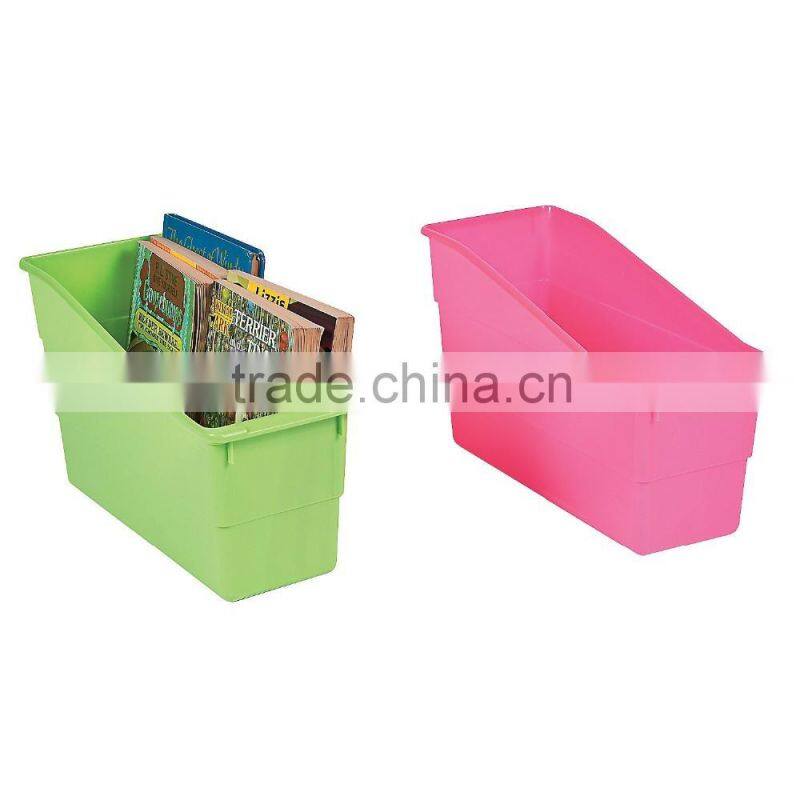 Fashion Durable Book And Binder Holders Magazine Storage Tubs Plastic Neon Colors Classroom Book Organizers Boxes Storage Pins