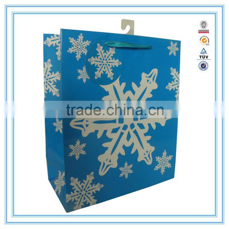 handbags wholesale china blue snowflake printing unique paper bag