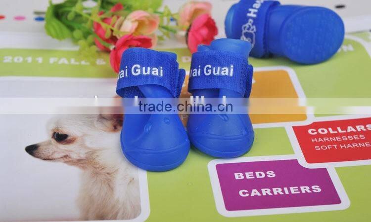2016 Fashion siliconeNonslip Sole Hook Loop Dog Rainshoes /Pets Doggie shoes/Pet Rain Boot Sole