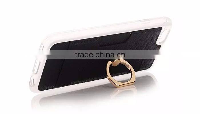 Fashional finger ring design PU / PC leather stand case for iphone 6S