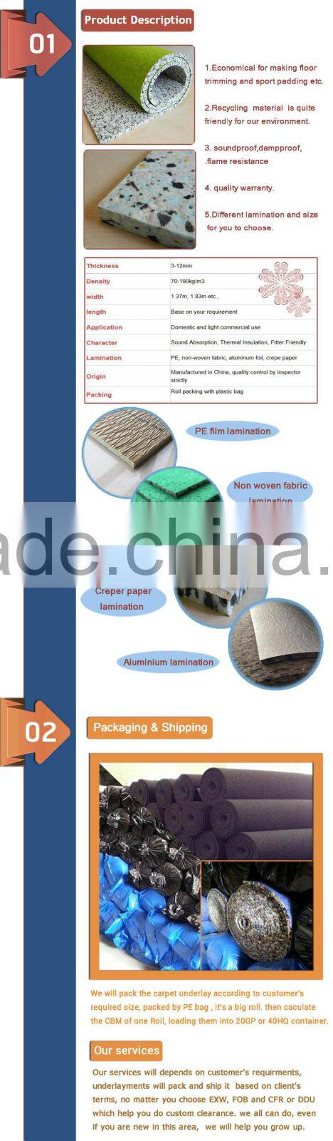 Factory Flooring accessories commercial carpet underlay
