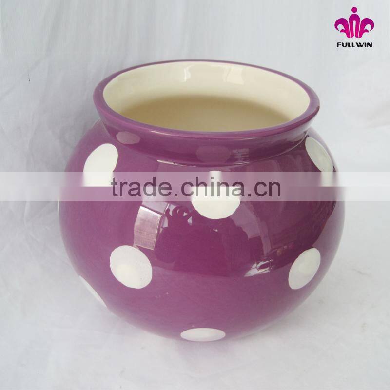 6 Inch Ceramic Round Polka Dot Vase with 3 Different Color,Ceramic Flower Vase for Wedding Decoration