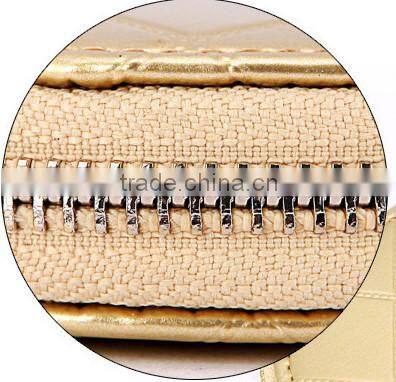 High quality wallet round shape zipper coin purse leather wallet with chain