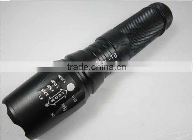 CREET6 zoomable led flashlight 18650 or 3XAAA battery