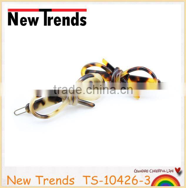 Newest tortoise resin bow tie hair clips accessories jewelry