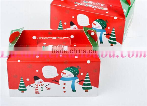 Merry christmas apple cake candy gift box,paper cardboard suitcase box with handle