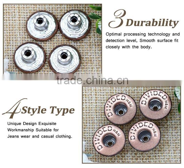 17mm jeans buttons and rivets metal tack buttons for jeans