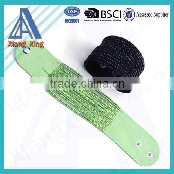 Single wrap rhinestone custom braided leather bracelets