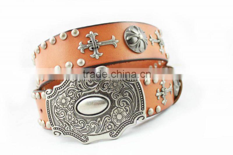 New Arrival Unisex Geniune Leather Belt With Fashion Designed Plague Buckle Waist Belt