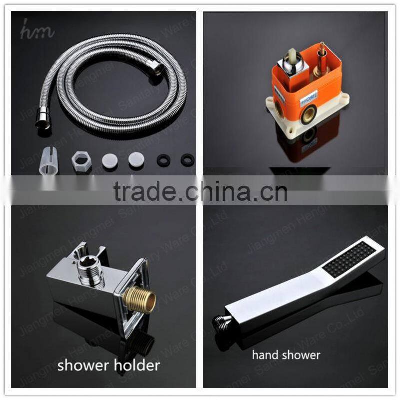 fashion bathroom accessories european polished stainless steel shower head temperature control LED color shower faucet set