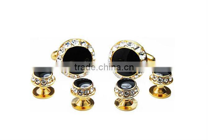 Luxurious golden diamond agate cufflink and studs set