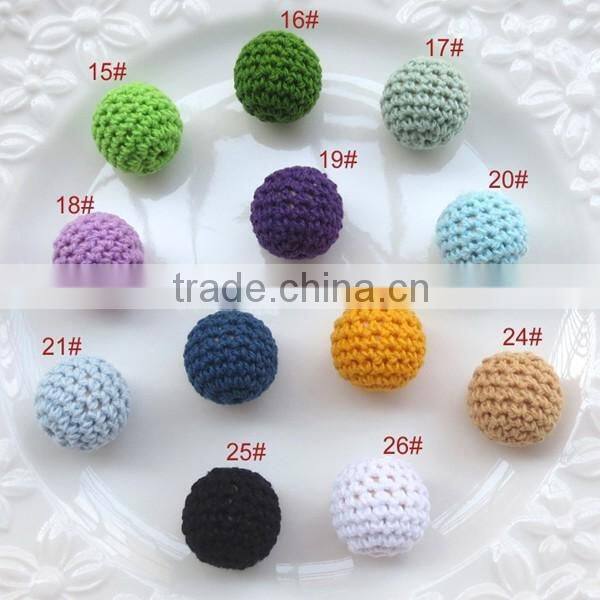 New design Handmade Crochet round-shaped wood Beads necklace