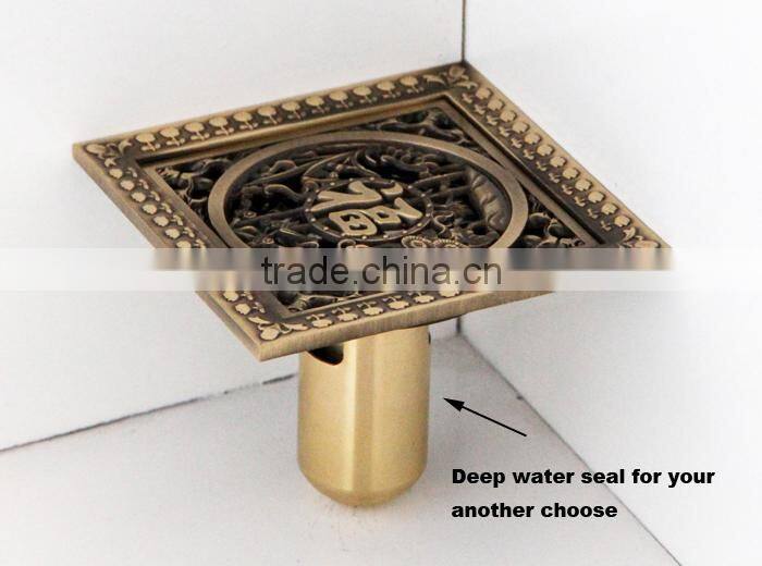 XINHANGMU antique floor drain brass anti-odor square 120*120mm