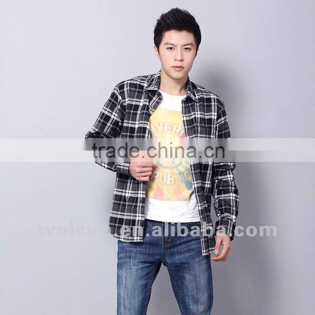 Latest men's 100% cotton long sleeve fashion classic plaid flannel famous brand OEM shirts