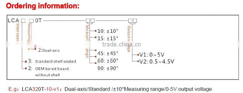 LCA320 Low cost MEMS Based Analog Inclinometer With 0-5V or 0.5-4.5V optional , No-contact and Can Real Time Output