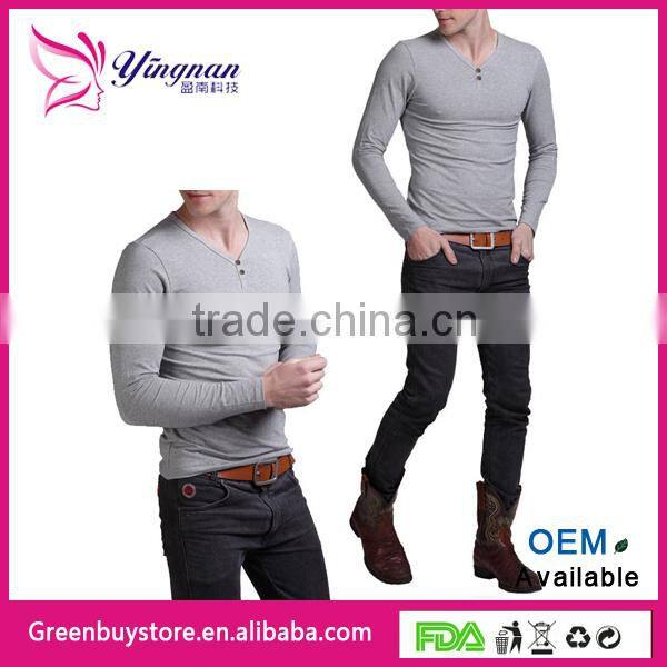 New Arrived Mens Long Sleeve T Shirt Slim Fit , Fashion T-shirt Free Shipping 5 Color 4 Size, V Neck T Shirts For Men