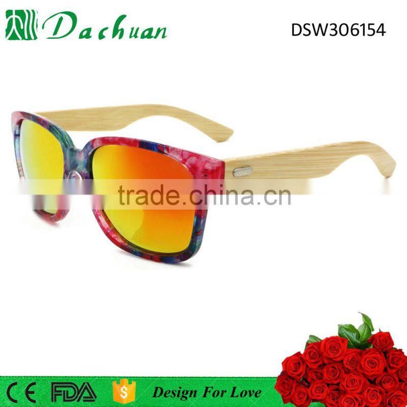 High quality natural bamboo sunglasses mens UV400 ce