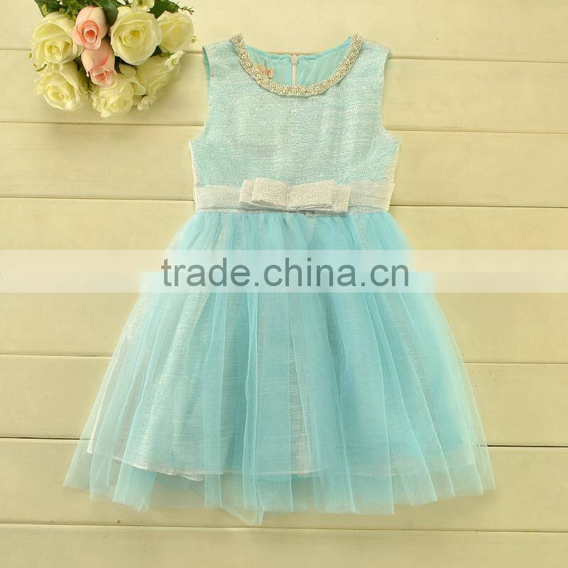 Aqua Pink color kids party wear dresses for girls of 2-6 years