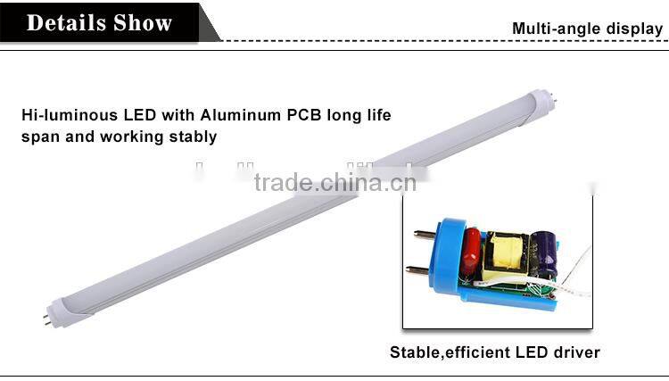 2015 T8 Alluminuim+PC Ra>80 85-265V 600mm 10w 15w 20w 25w 30w 40w t8 led tube
