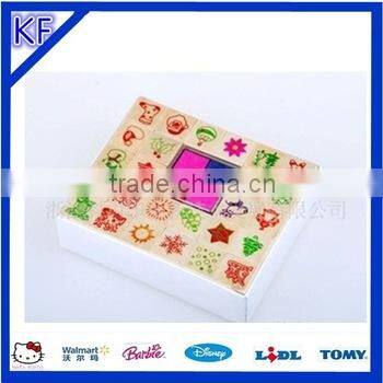 wooden stamp set with ink pad for children