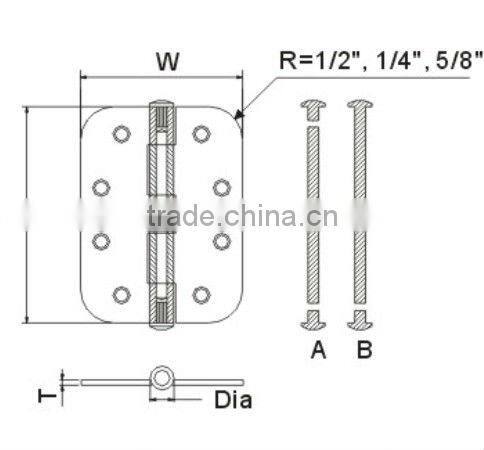 Round corner Stainless Steel door hinge