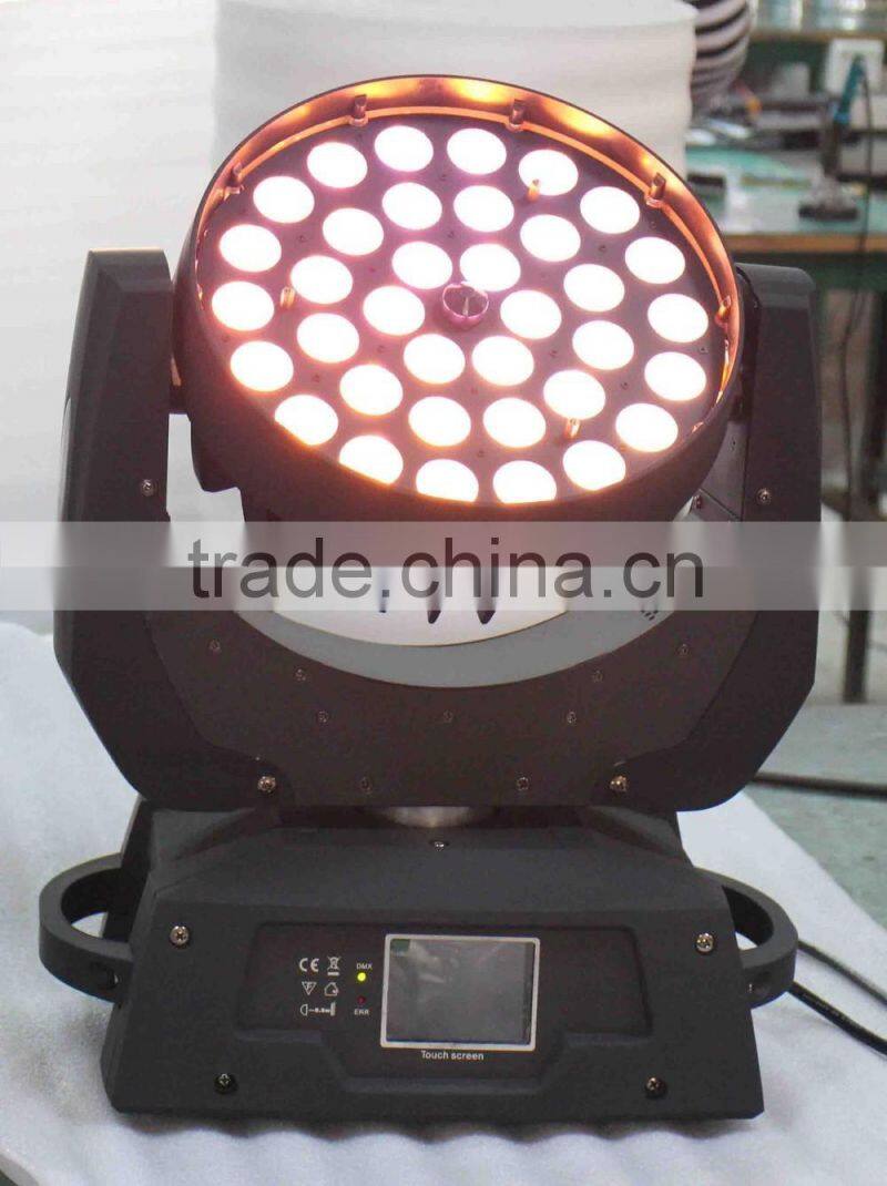 36pcs RGBWA+UV 6in1 led moving head light uv wall washer with zoom stage light
