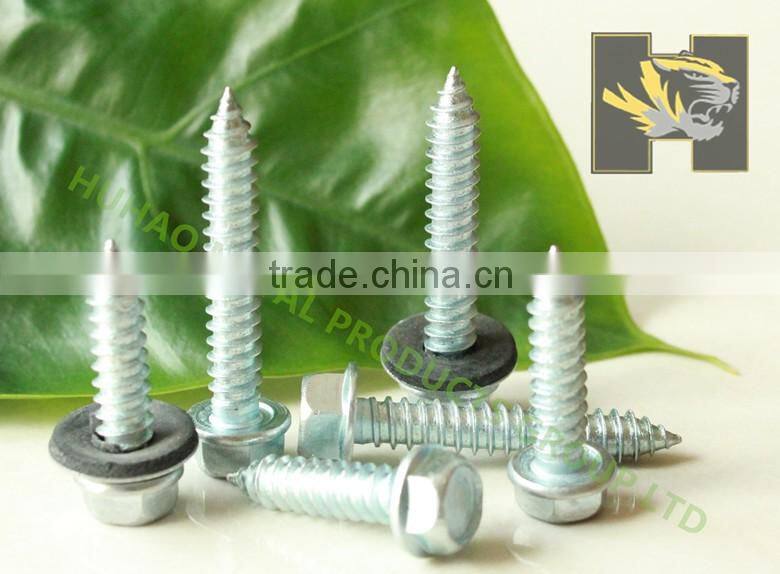 C1022 slivery hex head self tapping screw with EPDM