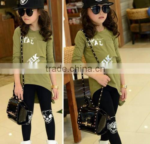 Children Skull Leggings , Gray Cotton Kids Girls Leggings Pants