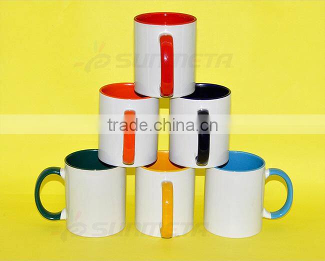 Sunmeta cheap high quality 11oz sublimation coated color coffee mug(SKB-06)