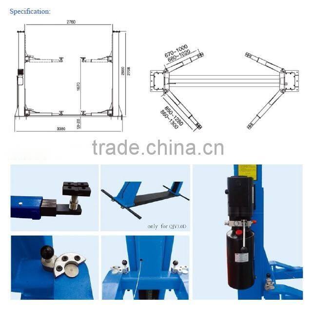 NEW,CE,ISO, Two post vehicle lift QJY3.0/QJY3.0D