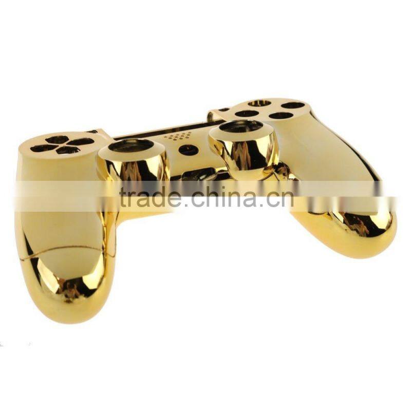 for PS4 chrome Front Back Housing Controller gold Shell Polished Glossy Case Cover Controller Grip Handle (Gold Plating)