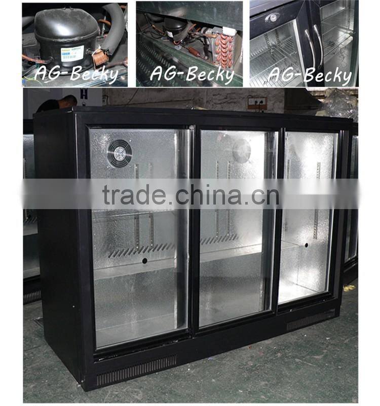 Desktop mini refrigerator with sliding doors