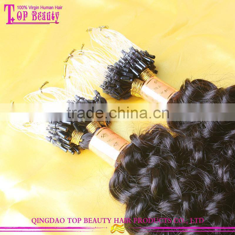 Wholesale Cheap Brazilian Virgin Human Kinky Curly Micro Loop Hair Extensions