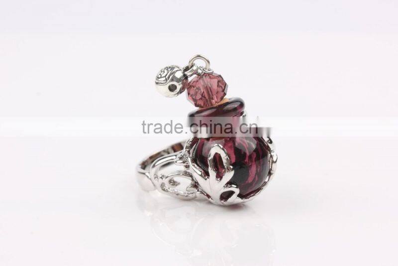 Fashion Mini Glass Bottle Women Perfume Finger Ring Size Adjustable Essential Oil Rings Scent Ring