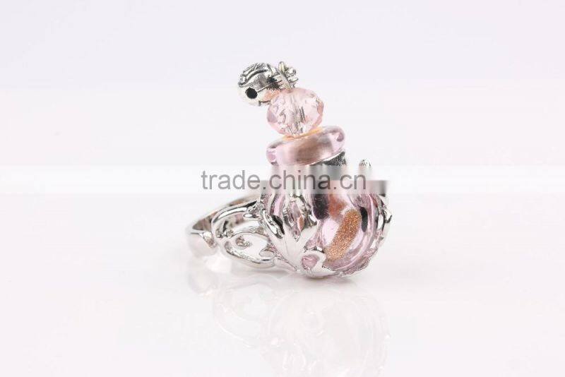 Fashion Mini Glass Bottle Women Perfume Finger Ring Size Adjustable Essential Oil Rings Scent Ring