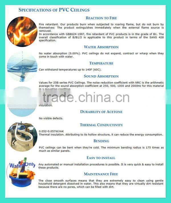 5.95m*30cm*9mm pvc techo paneles de pvc panel pvc ceiling pvc laminas