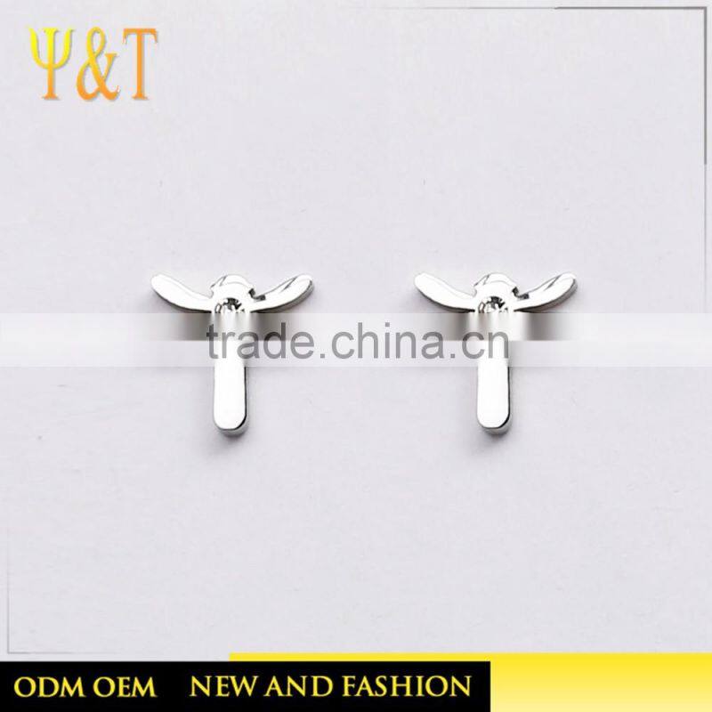 Factory price stainless steel silver plated minnie mouse stud earrings from chinese supplier