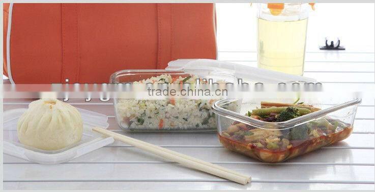 2pcs BPA-free airtight glass food container set with PP lock lid