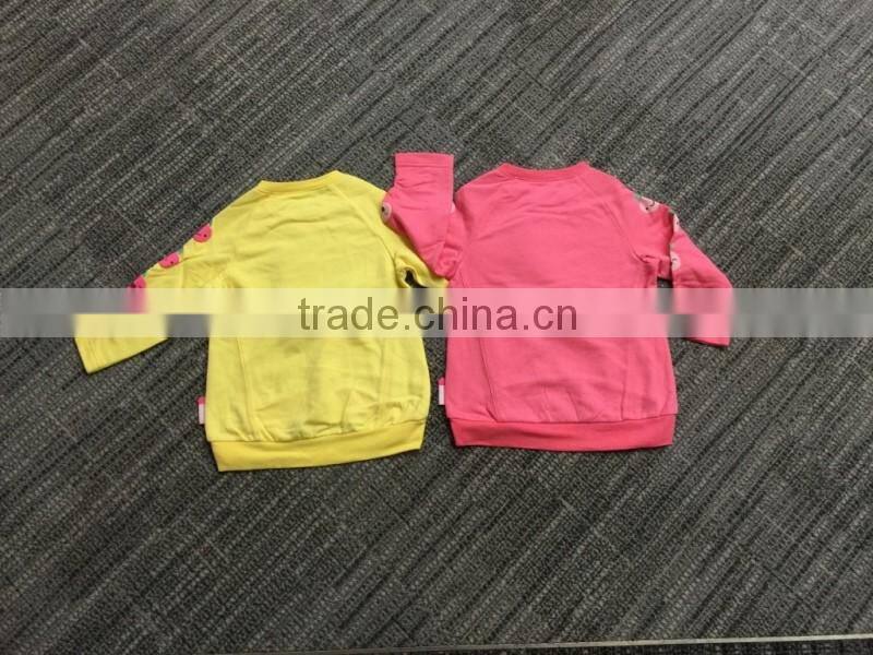 Wholesale top brand children winter clothes, kids top with 100% softer cotton shoulder open