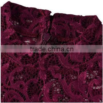 Women's Classicial Floral Lace Long Sleeve Slim Formal Mini Dress