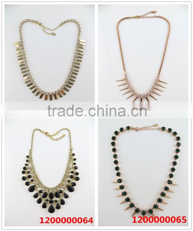 Trendy America style crystal cone pendant necklace