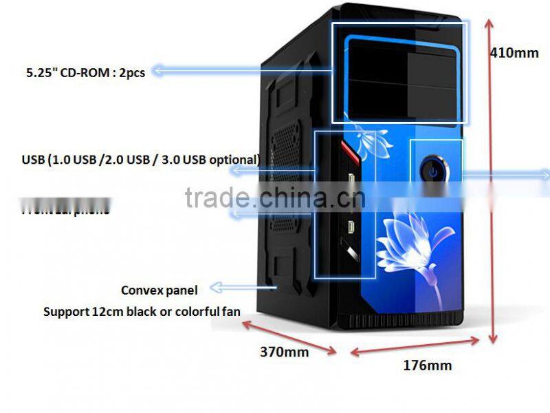New PC View USB 3.0 ATX Mid Tower Desktop Computer Case Design Cases -blue