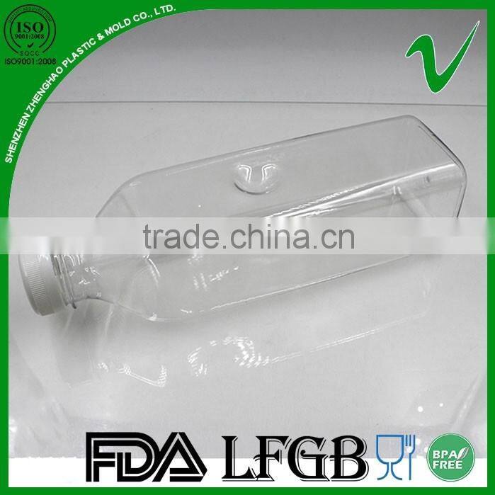 PET transparent empty square 1 litre yogurt plastic bottle