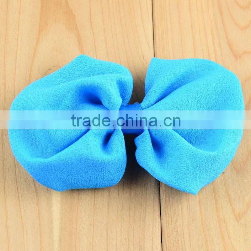 Chiffon Fabric Hair Bows Tie Wholesale hair pin chiffon bow flowers