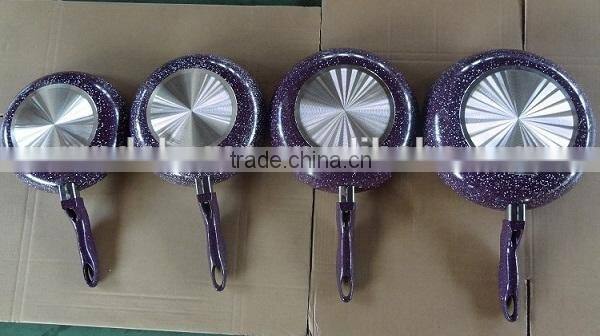 Auminum non-stick fry pan with stoned marble coating